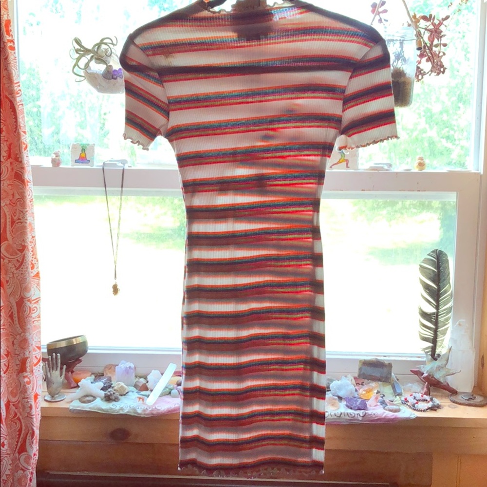 Multicolor short sleeve striped dress
